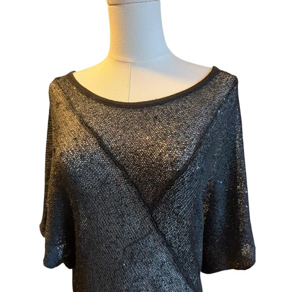 Y2K Poof Couture Sweater Womens M Black Mesh Sequin Whimsigoth Dark Romance - Picture 2 of 9